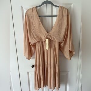 ANTHRO Lovestitch Blush Gold-Accented Dress